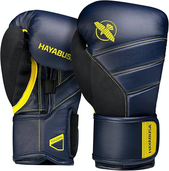 Leather boxing gloves with gold detailing